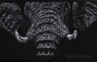 Marshmallow White Charcoal Drawing on Black Paper - Create Art with ME