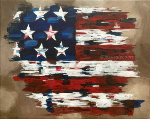 abstract american flag acrylic painting