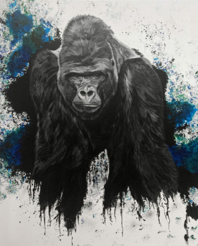 gorilla abstract realistic animal wildlife acrylic painting