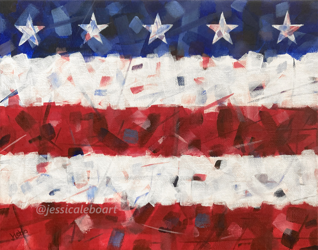 small abstract american flag acrylic painting