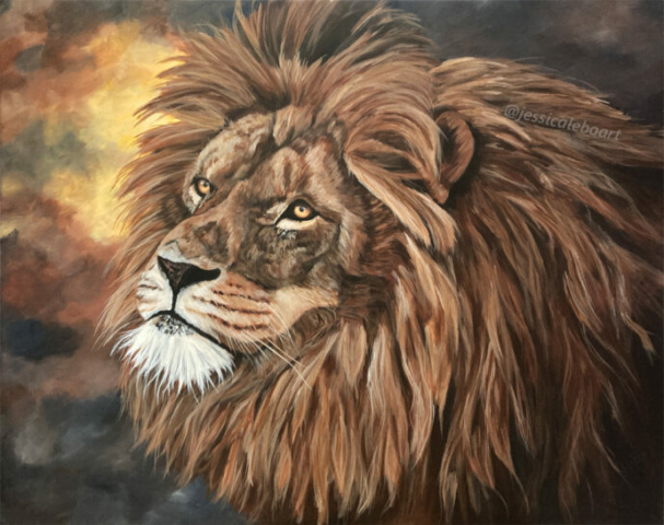 lion abstract acrylic animal wildlife painting