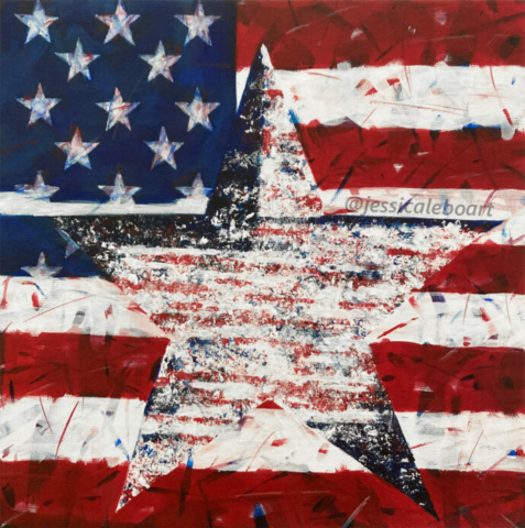 american flag abstract star acrylic painting