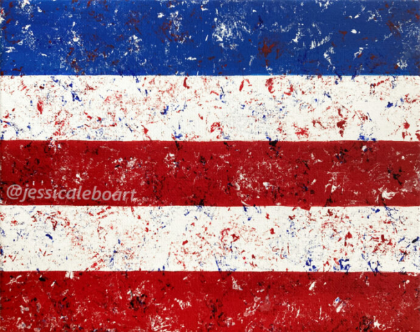 abstract red white blue american flag acrylic painting