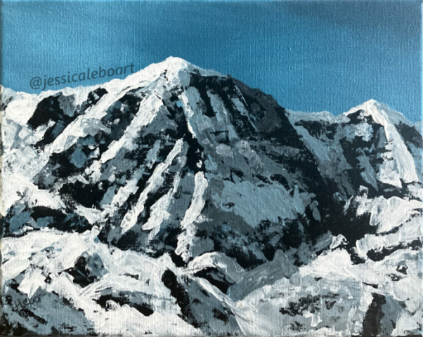 snowy mountain art landscape acrylic painting